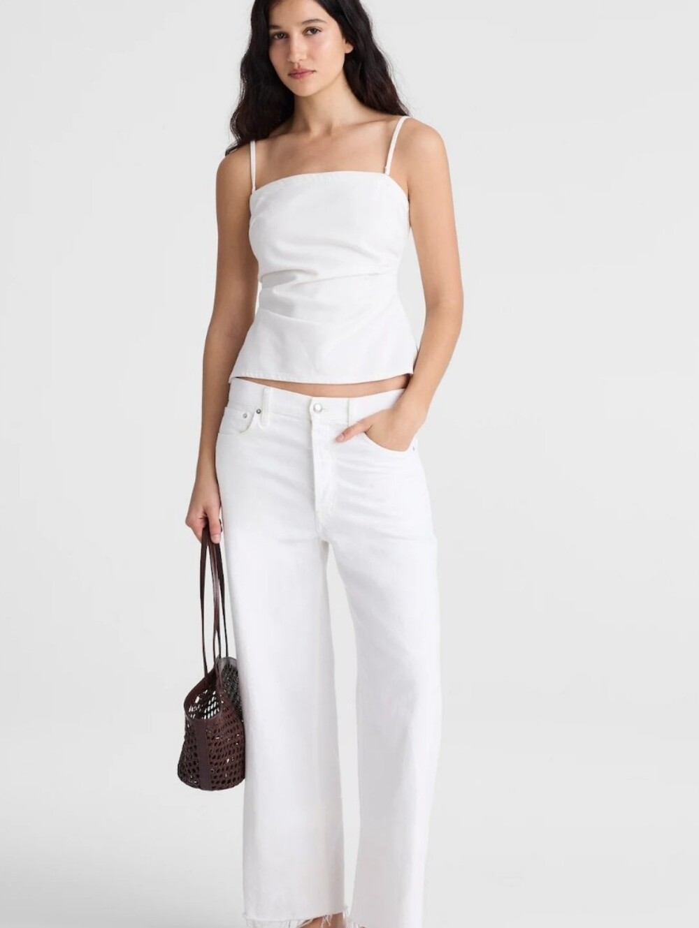 Madewell Airy Denim Ruched Squareneck Tank, Size 4, NWT